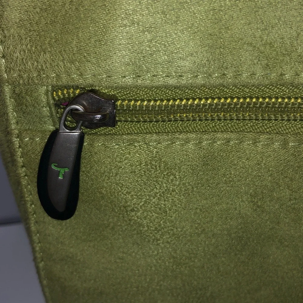 Travelon Lime Green Adjustable Strap Faux Suede Crossbody Travel Bag Size 9” H